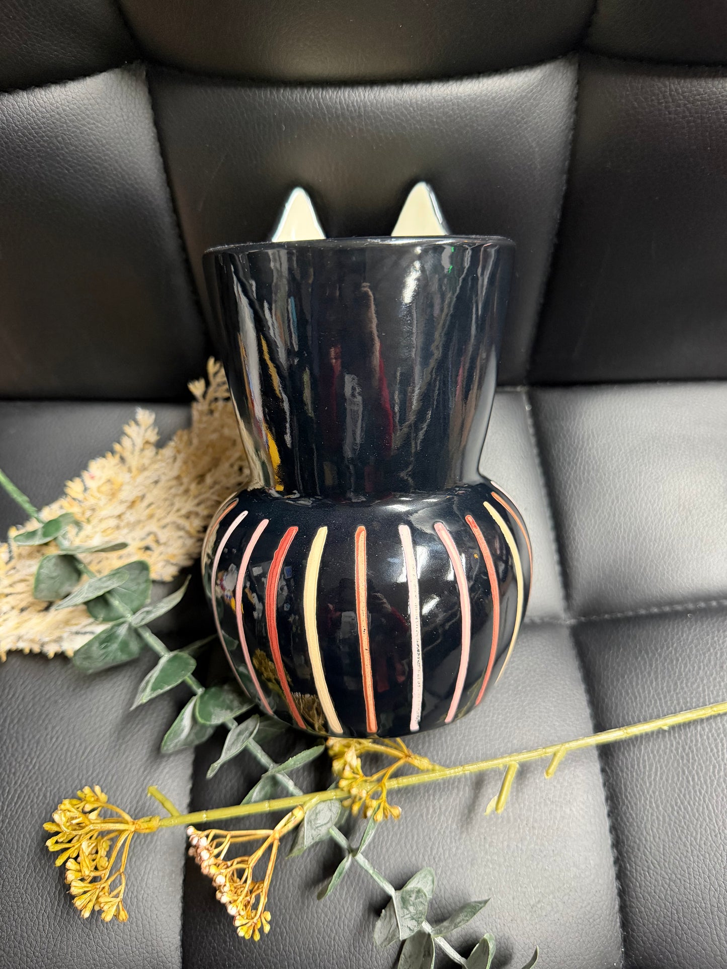 Pink/Black Striped Cat Planter