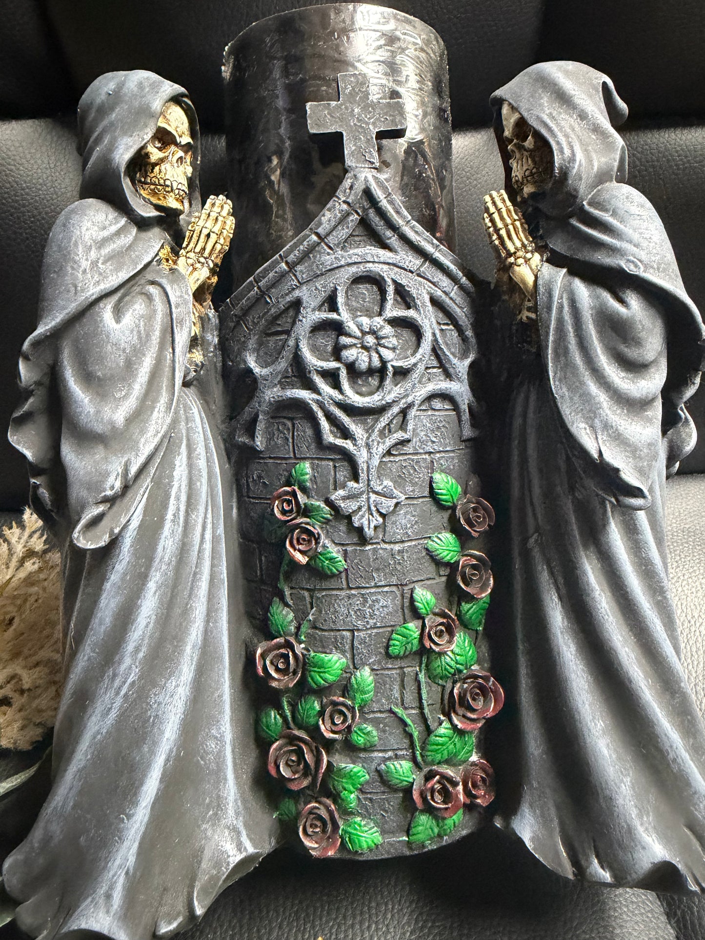Gothic Skeleton Pillar Candle Holder