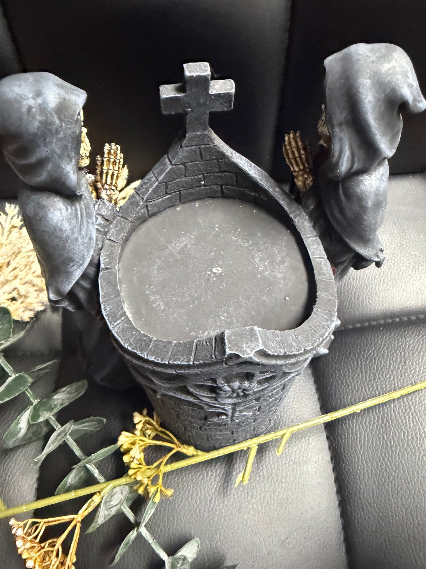 Gothic Skeleton Pillar Candle Holder