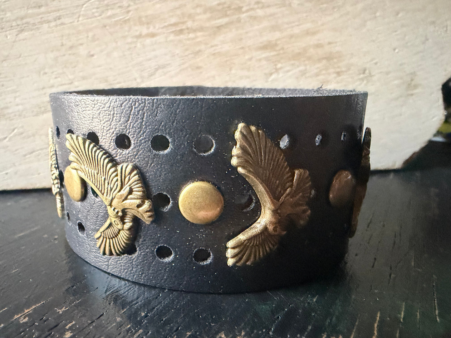 Black Snap Bracelet- Bronze Eagles