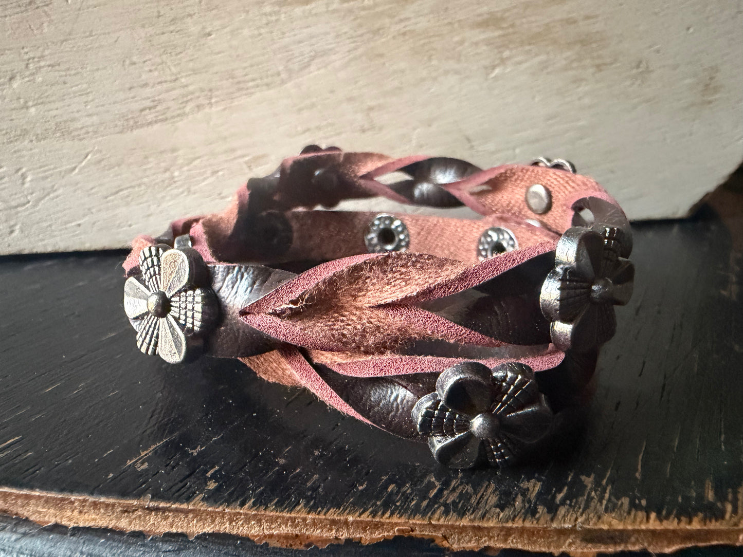 Brown W/Flowers- Double Bracelet or Choker