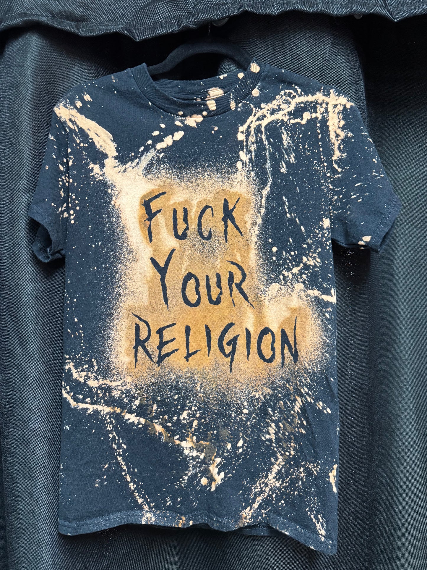 Fuck Your Religion Bleached Shirt- Size Small