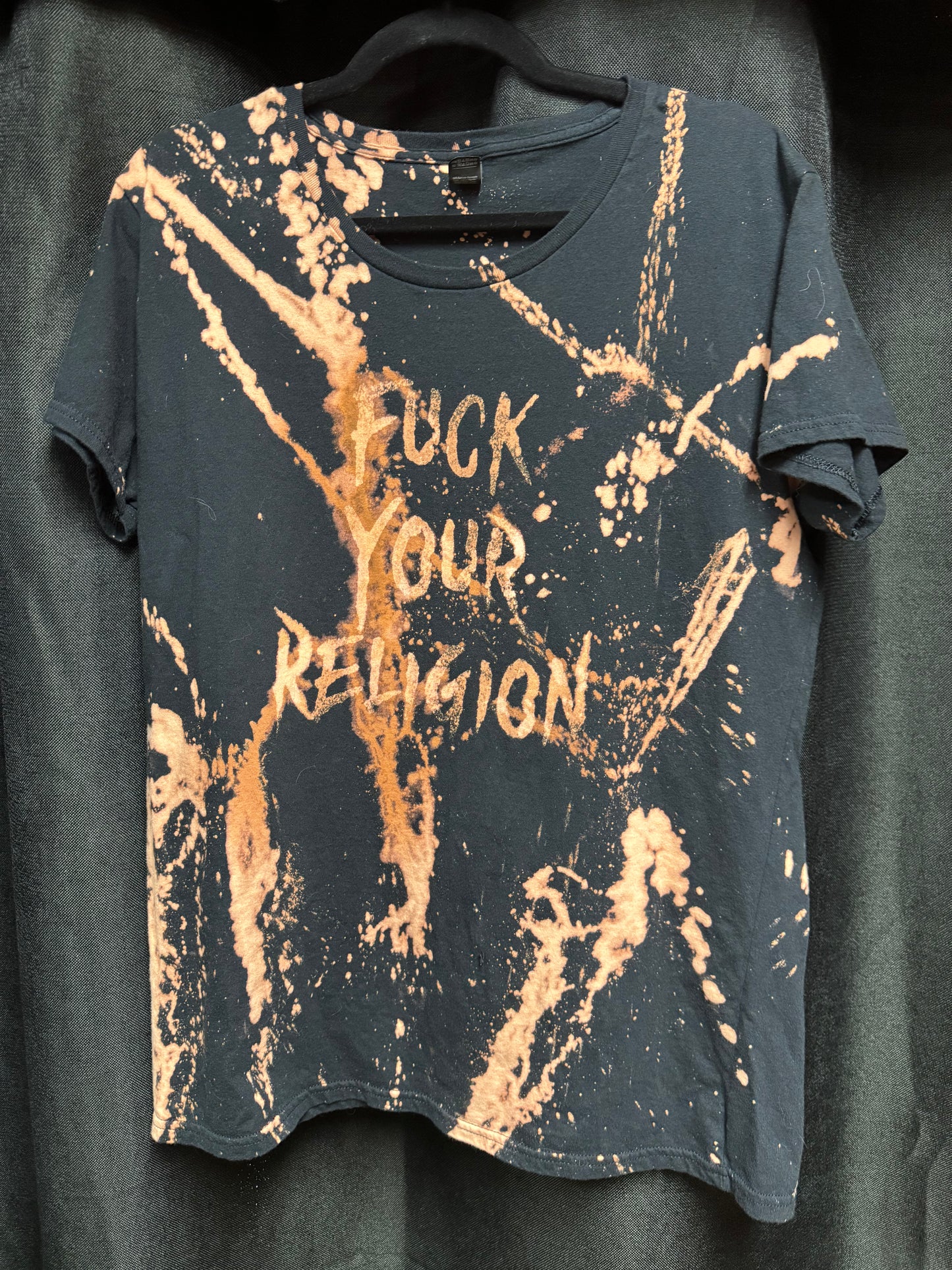 Fuck Your Religion Bleached Shirt- Size XL