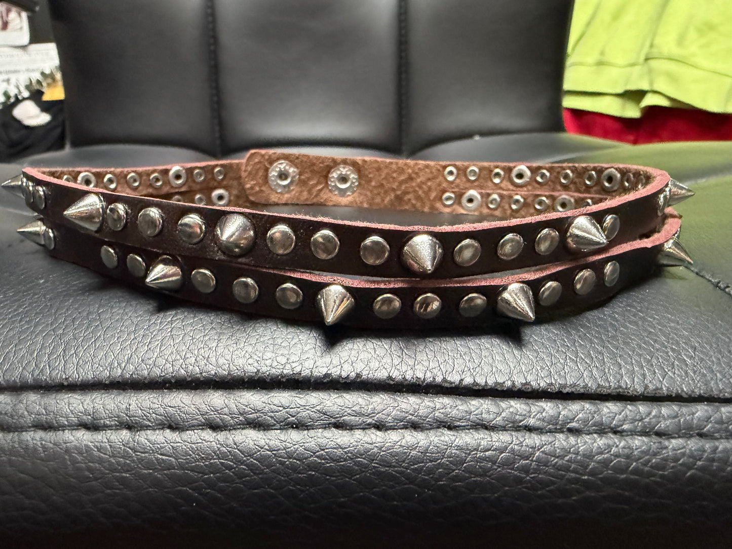 Brown Spiked Double Wrap Bracelet OR Choker