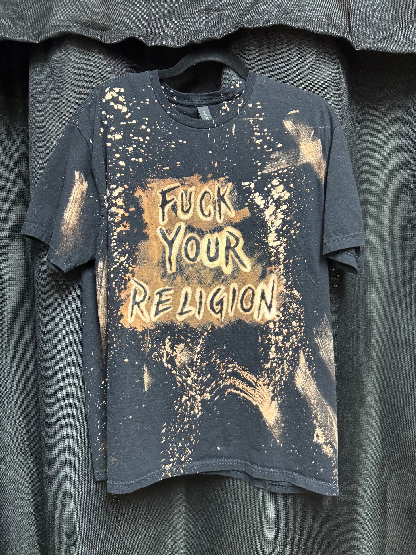 Fuck Your Religion Bleached Shirt- Size XL