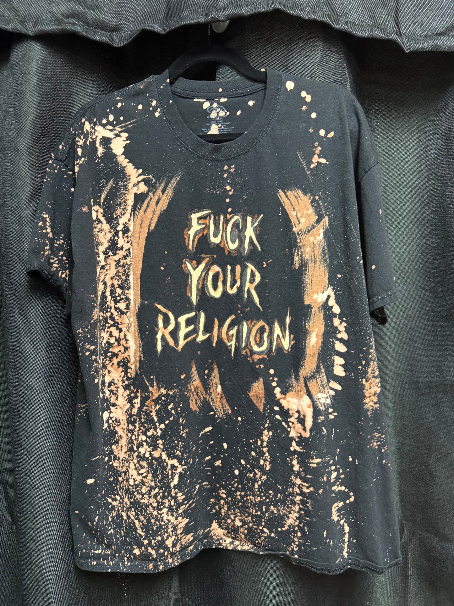 Fuck Your Religion Bleached Shirt- Size XL