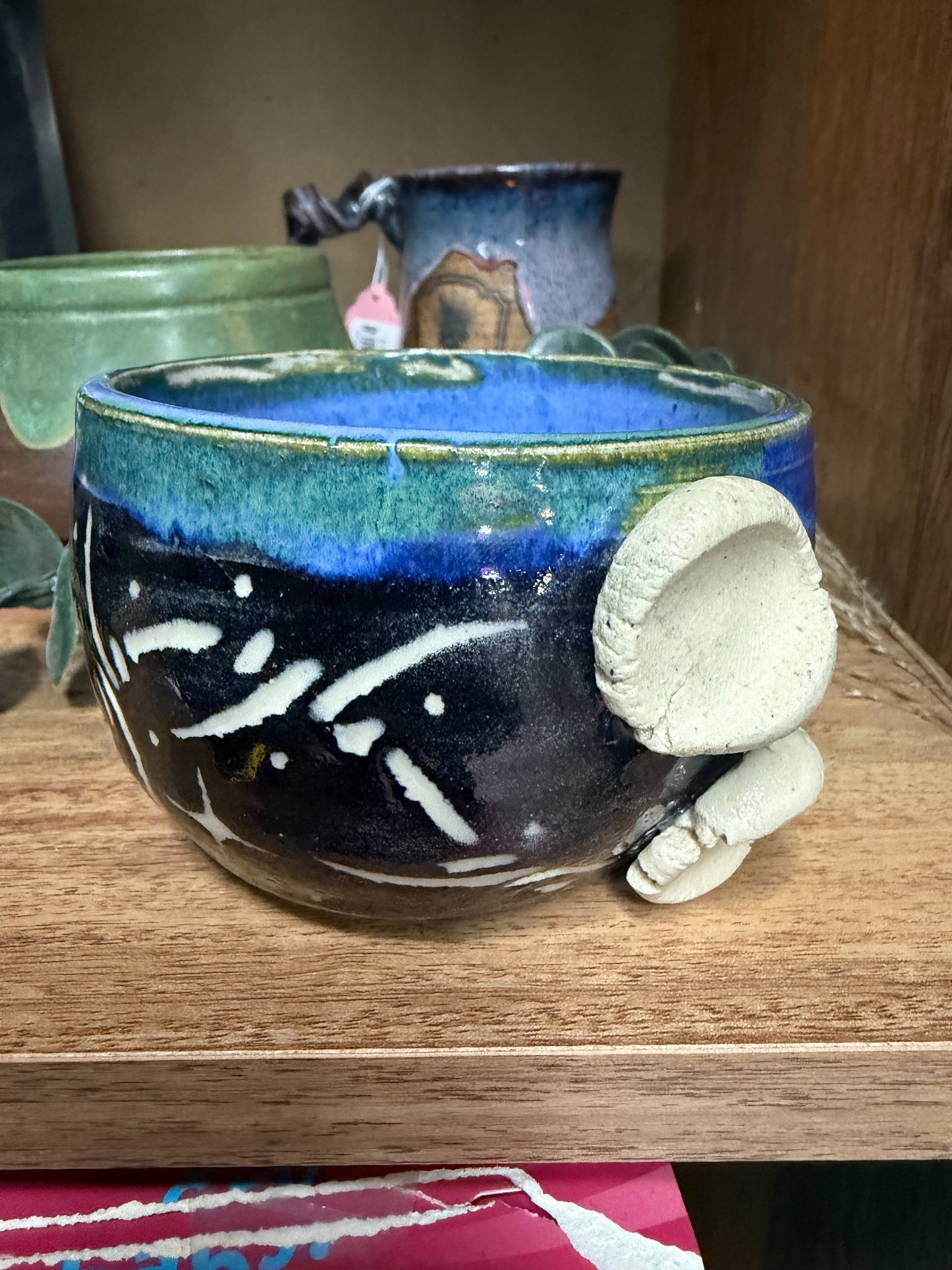 Local Artist- Right Handed Ceramic Tea Sipper- #15