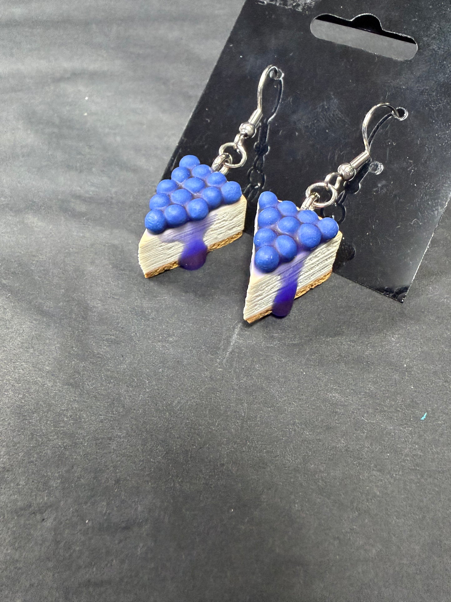 Handmade- Hand Sculpted, Hand-Painted Blueberry Cheesecake Earrings- WTFCharms #10