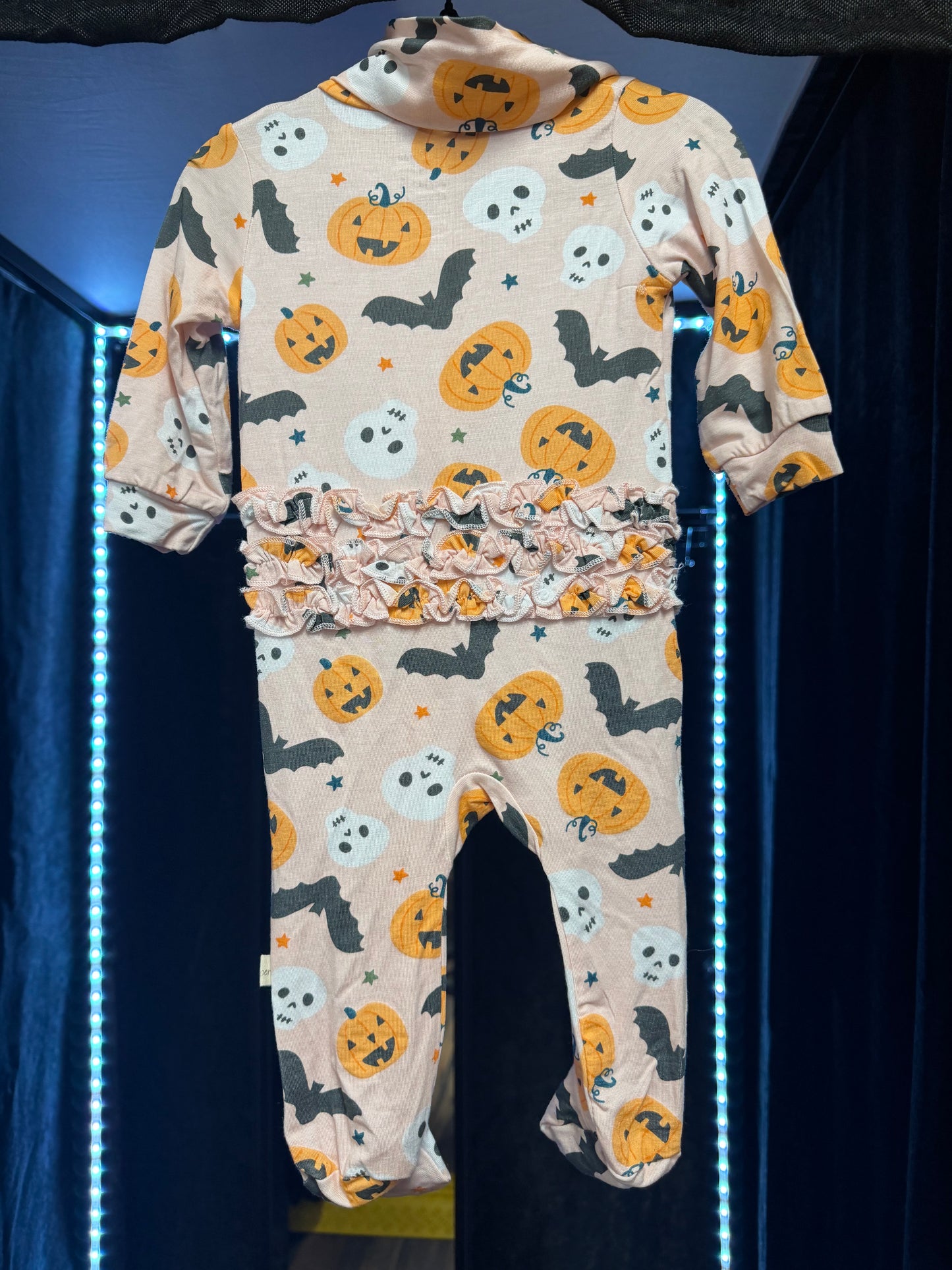 Milkberry- Spooky Ruffled Zip Sleeper With Headband- 0-3 months- #LILBAT1250