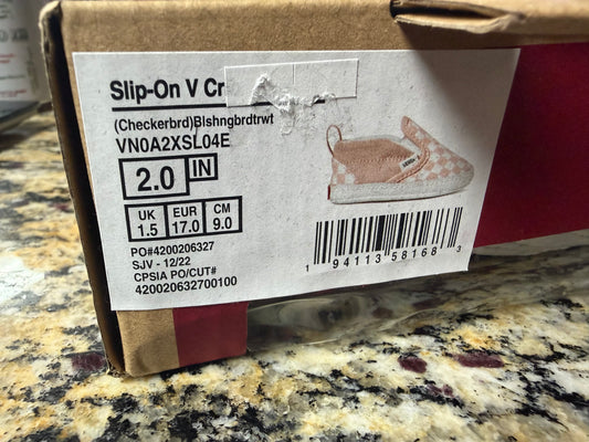 Pink/White Checkered Vans-Crib Shoes- 6-12 Weeks- #LILBAT1750