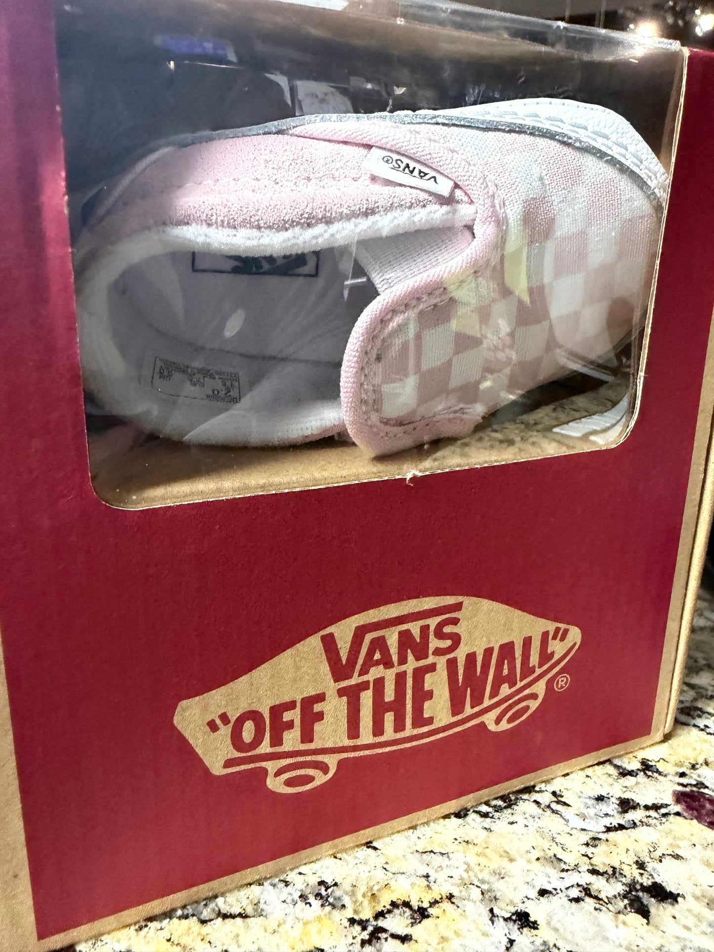 Pink/White Checkered Vans-Crib Shoes- 6-12 Weeks- #LILBAT1750