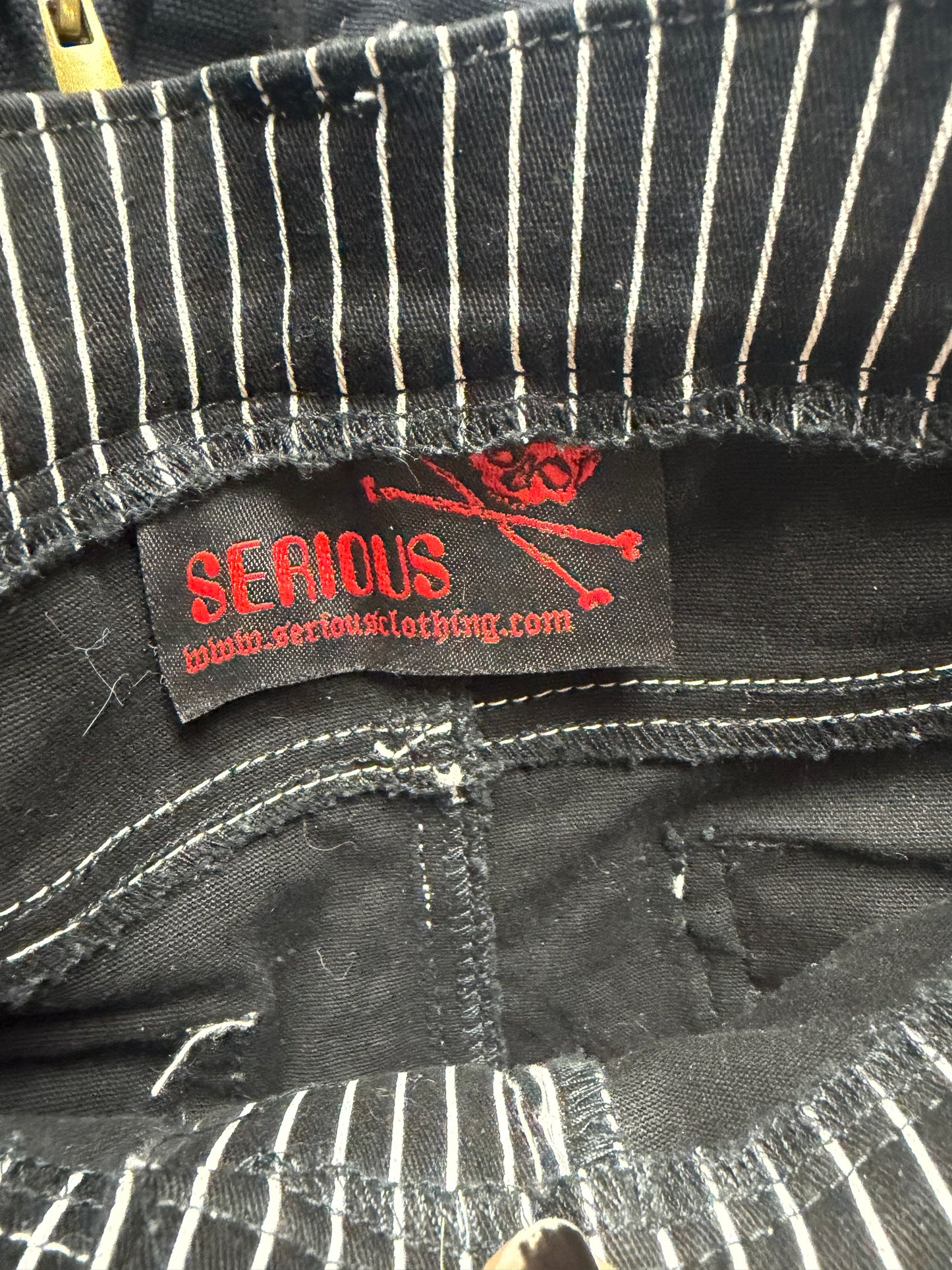 Serious- Size small -Black & white striped Zipper Pants