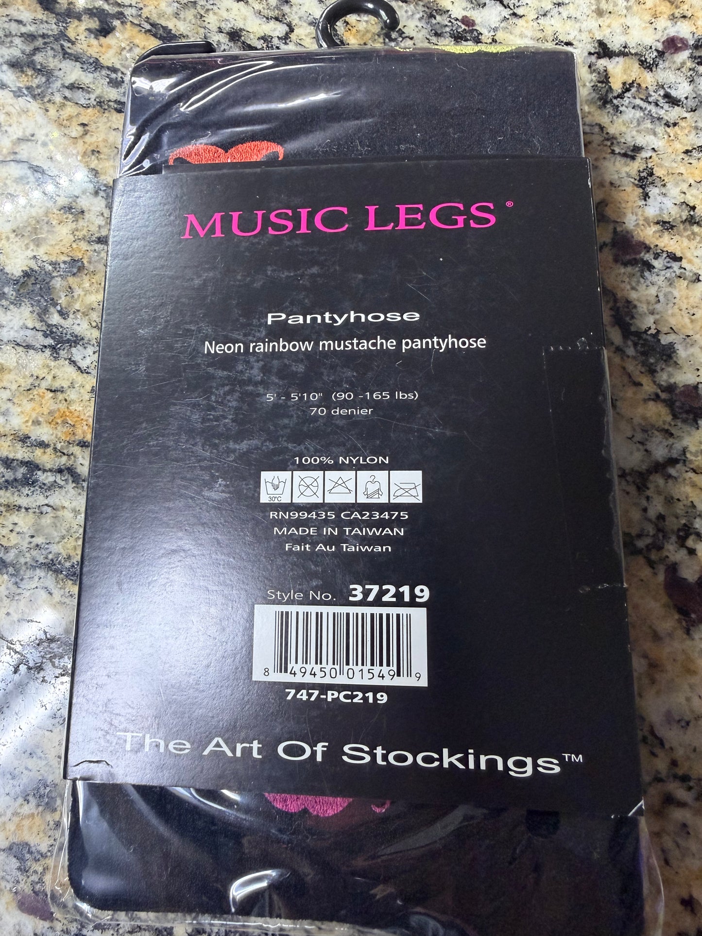 Music Legs- Neon Rainbow Mustache Pantyhose