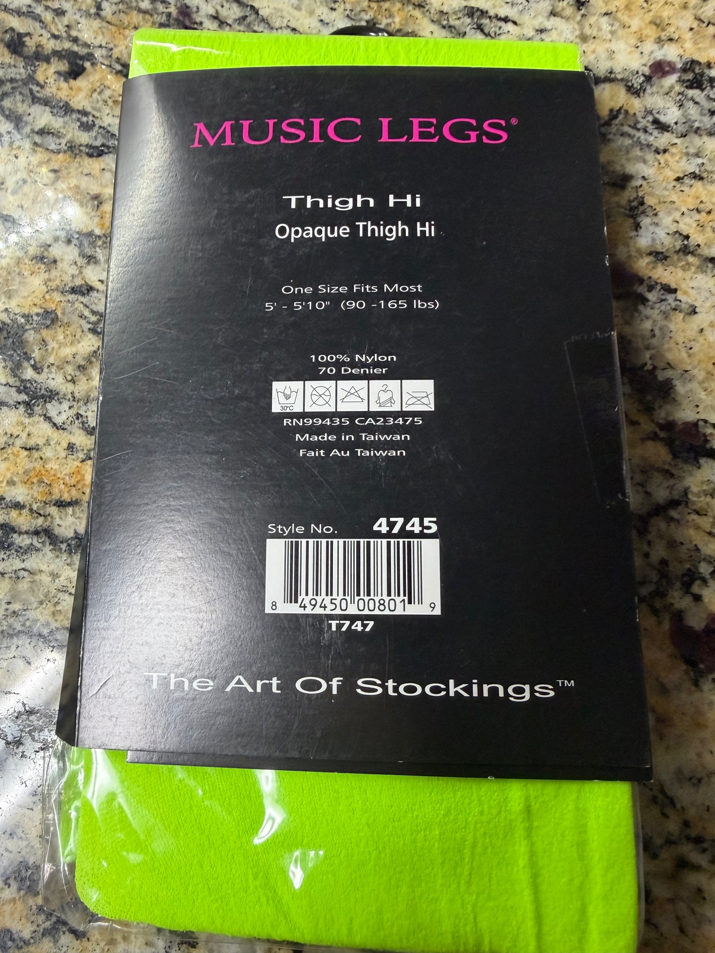 Music Legs- Neon Green Opaque Thigh Hi
