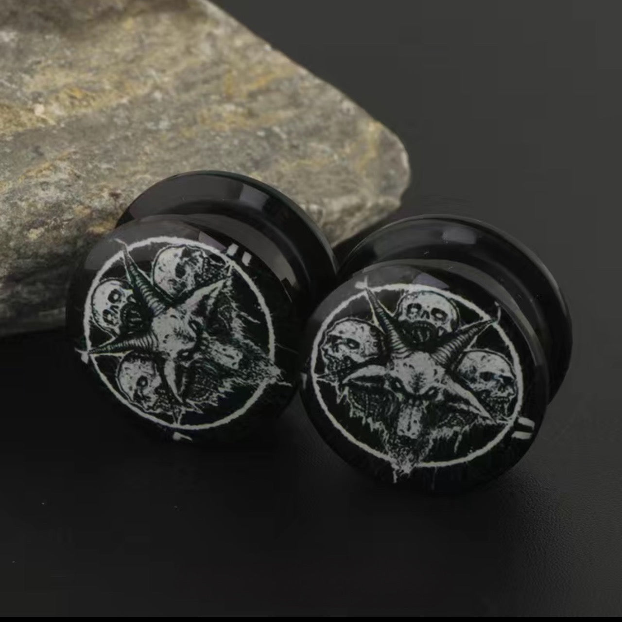 Goth Baphomet Skull Plugs