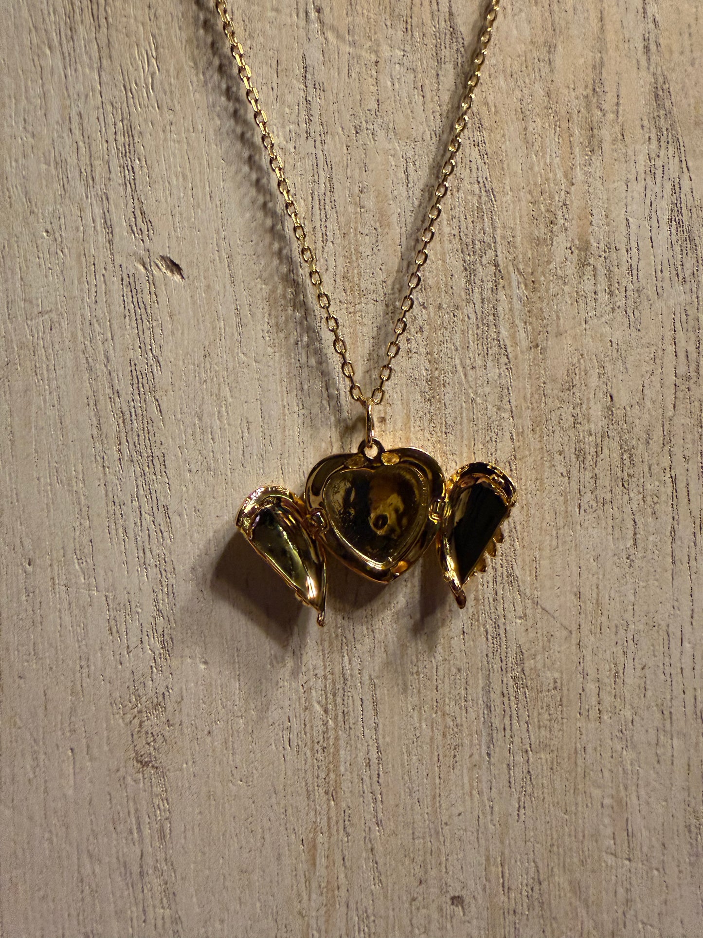 .925 Sterling Silver Gold Wings Locket