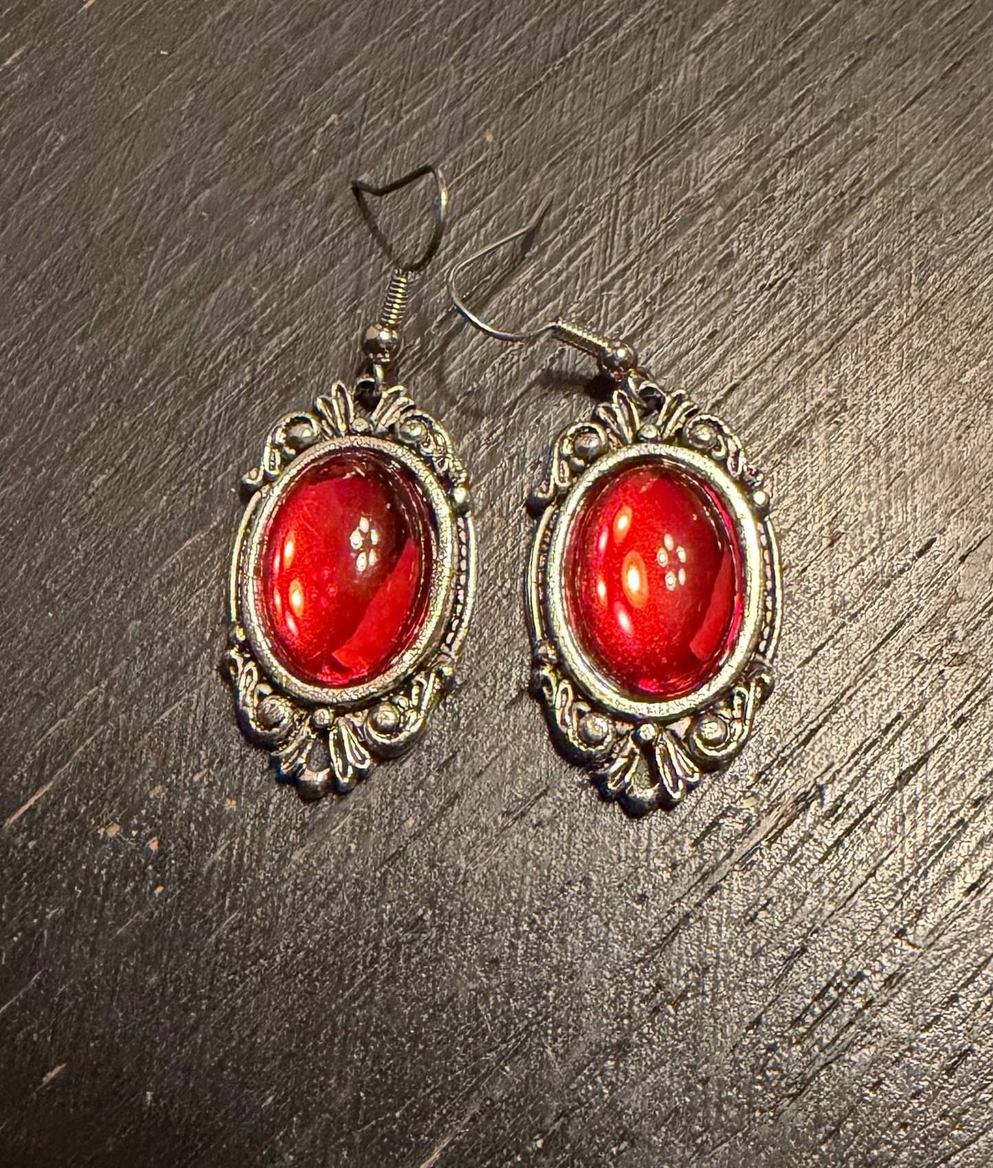 Red Cabochon Earrings