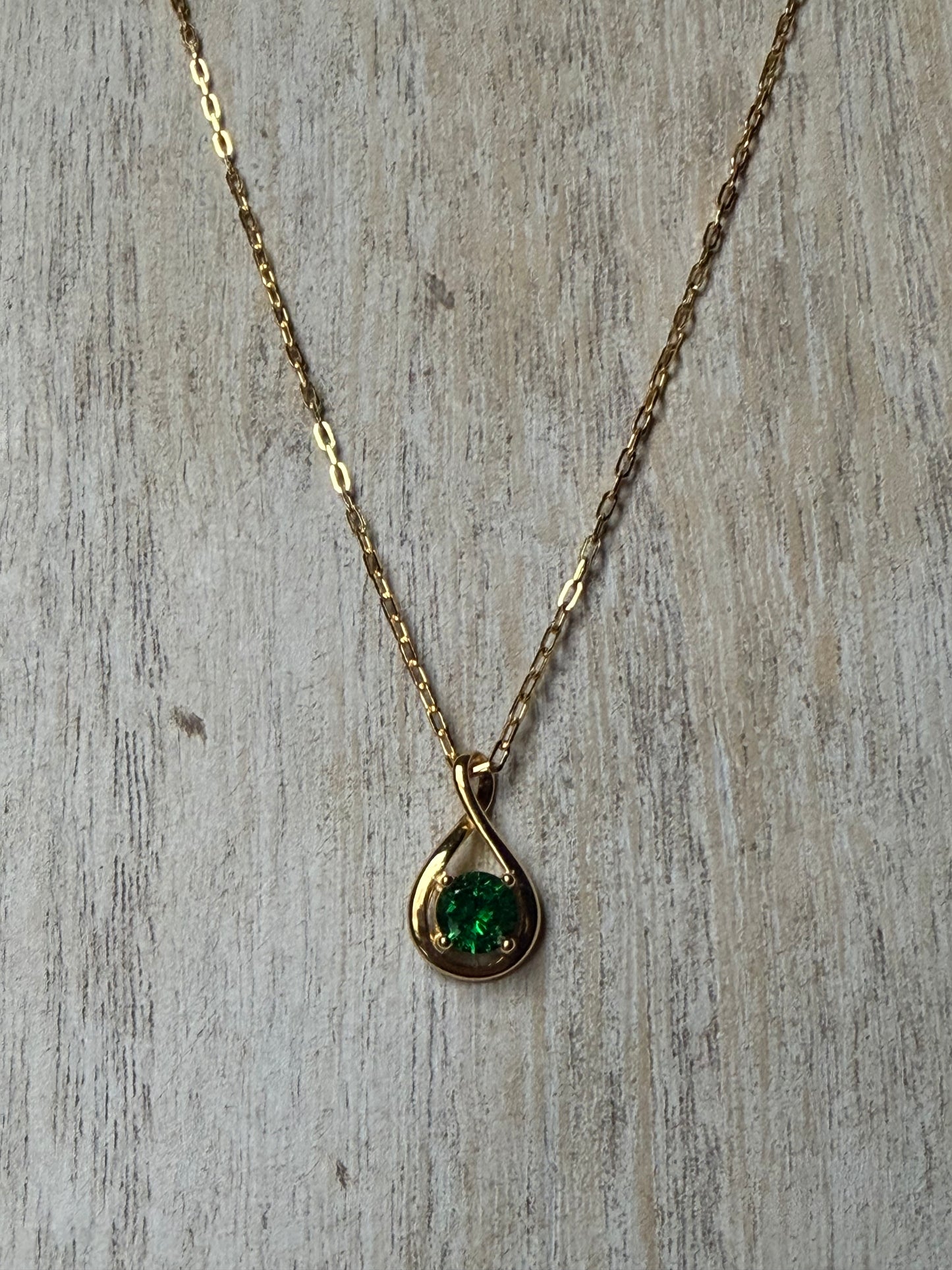 .925 Sterling Silver Gold Emerald Infinity Necklace