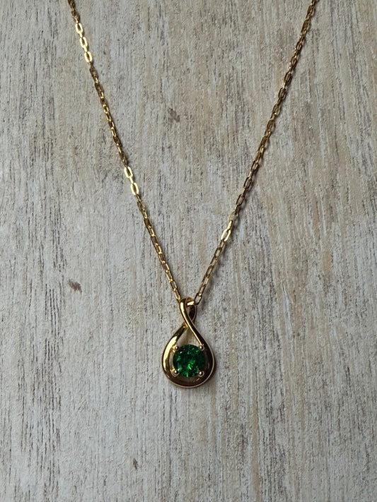 .925 Sterling Silver Gold Emerald Infinity Necklace