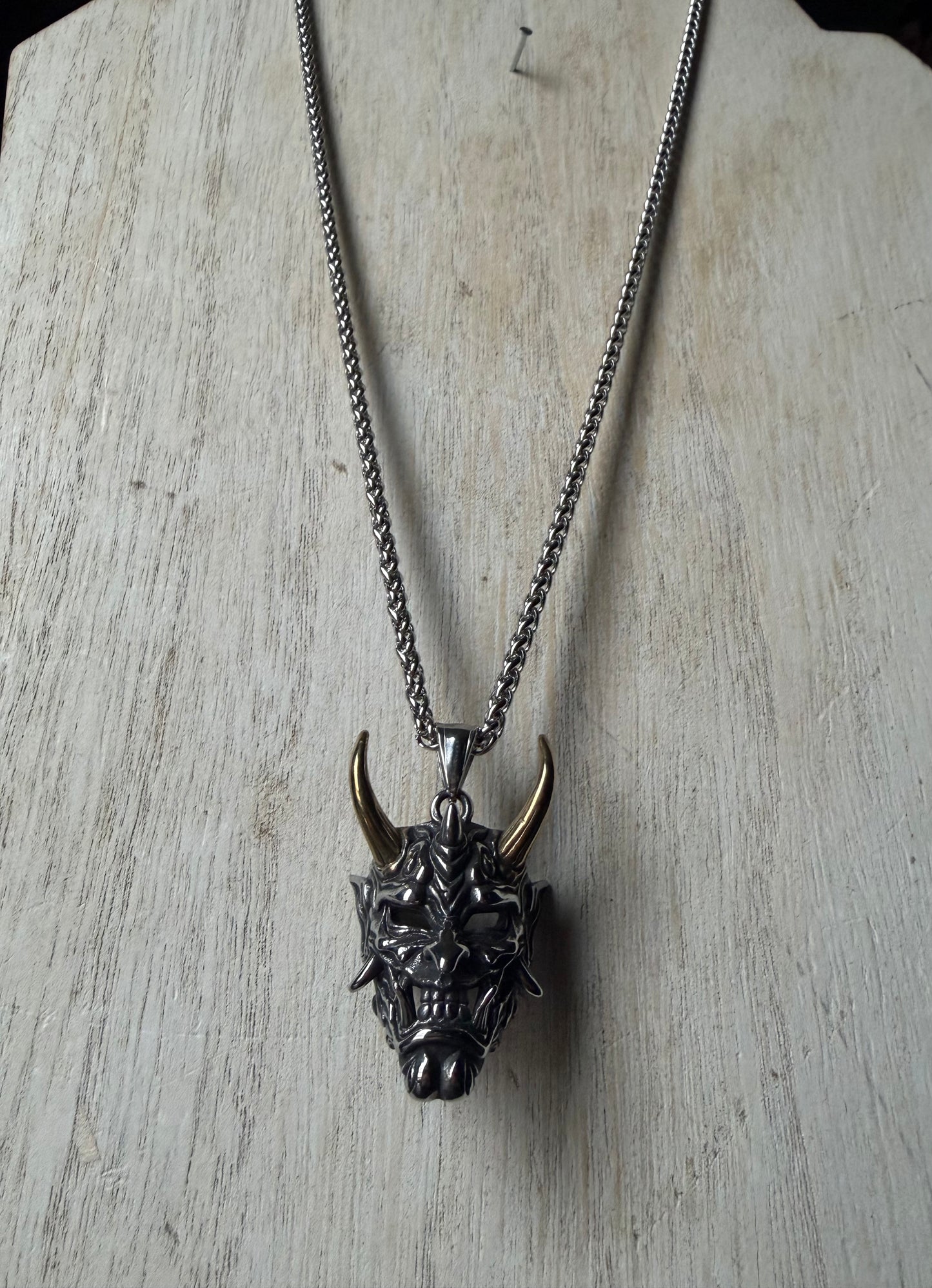 Stainless Steel Evil Hannya Mask Pendant
