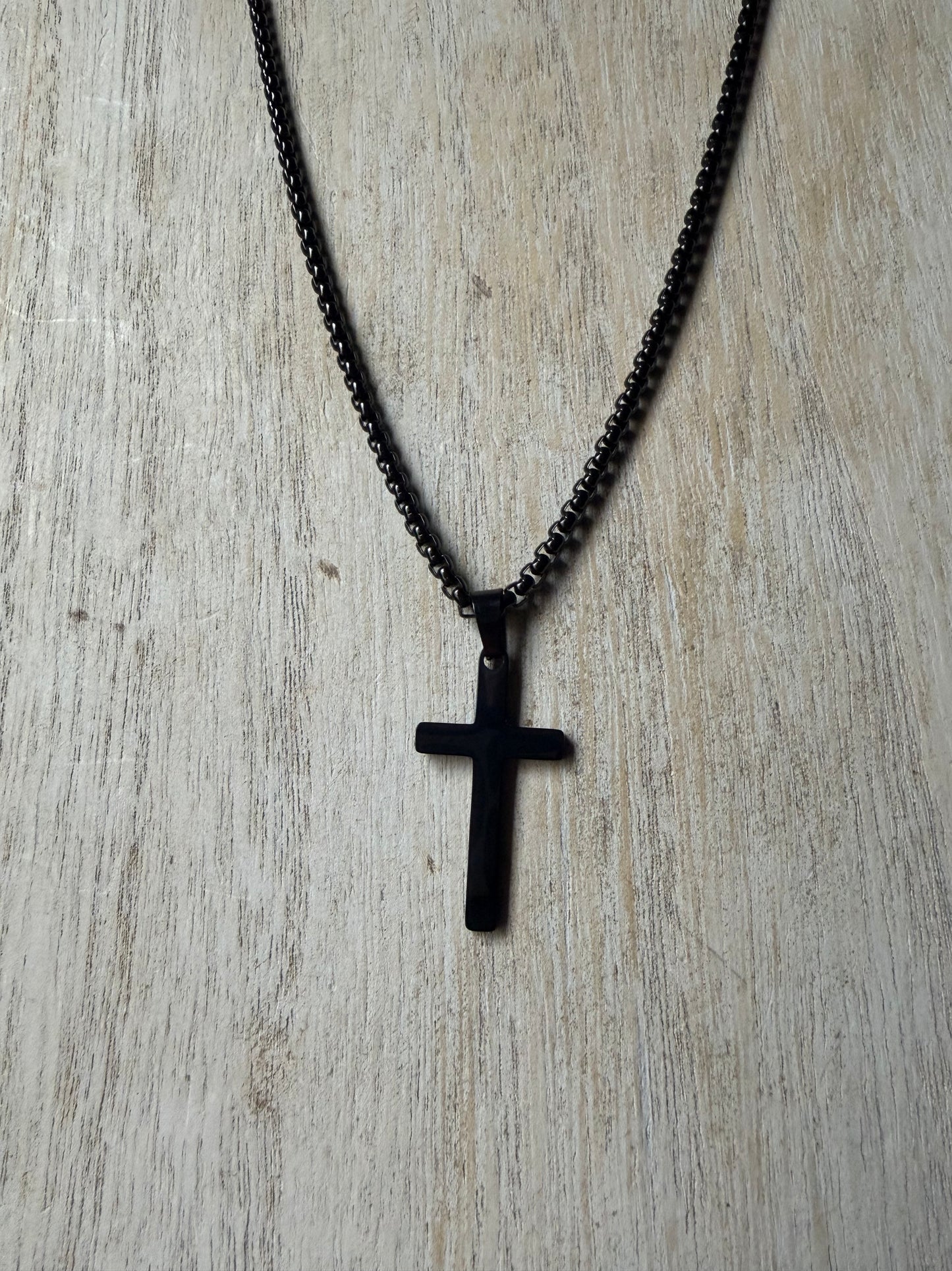 Black Stainless Steel Cross Necklace