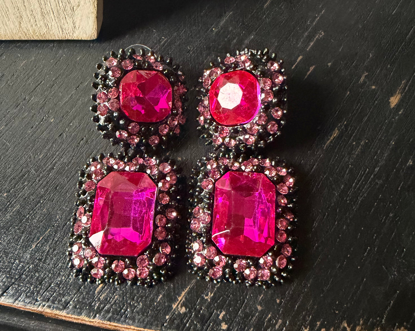 Multishade Pink Big Statement Earrings
