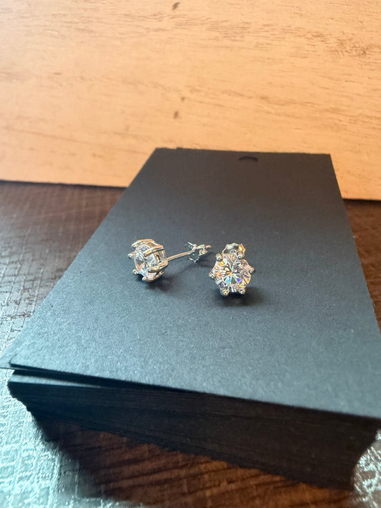 .925 Sterling Silver Classic Round 6 mm CZ Earrings