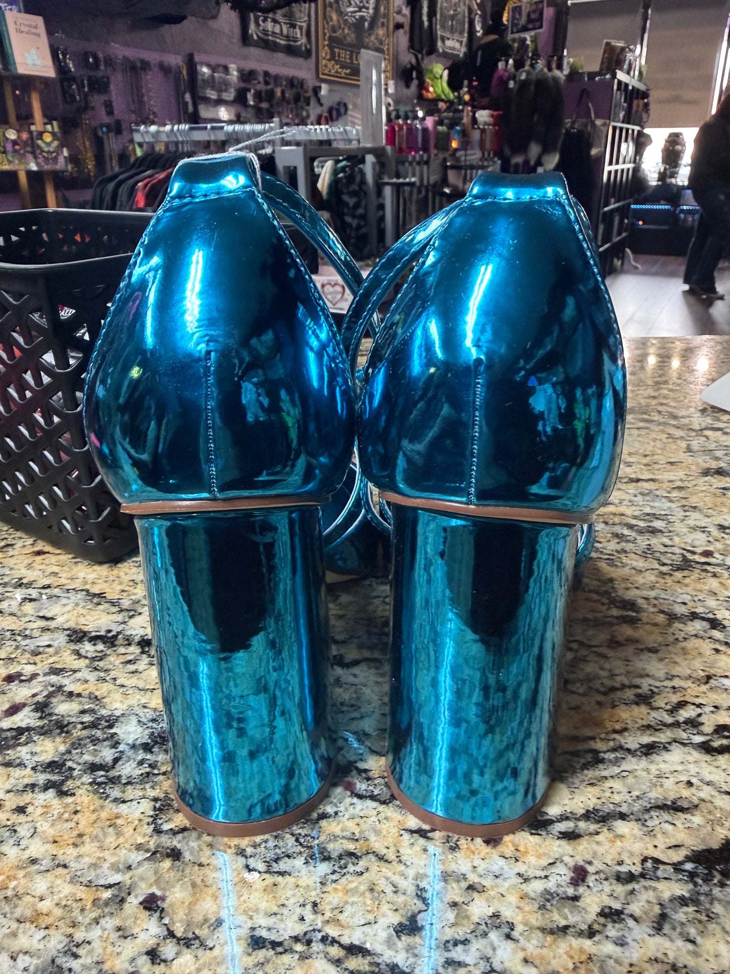 Blue Metallic Heels- Size 10