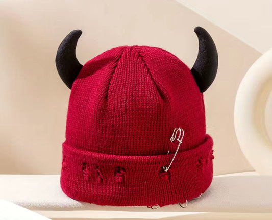 Distressed Horned Beanie
