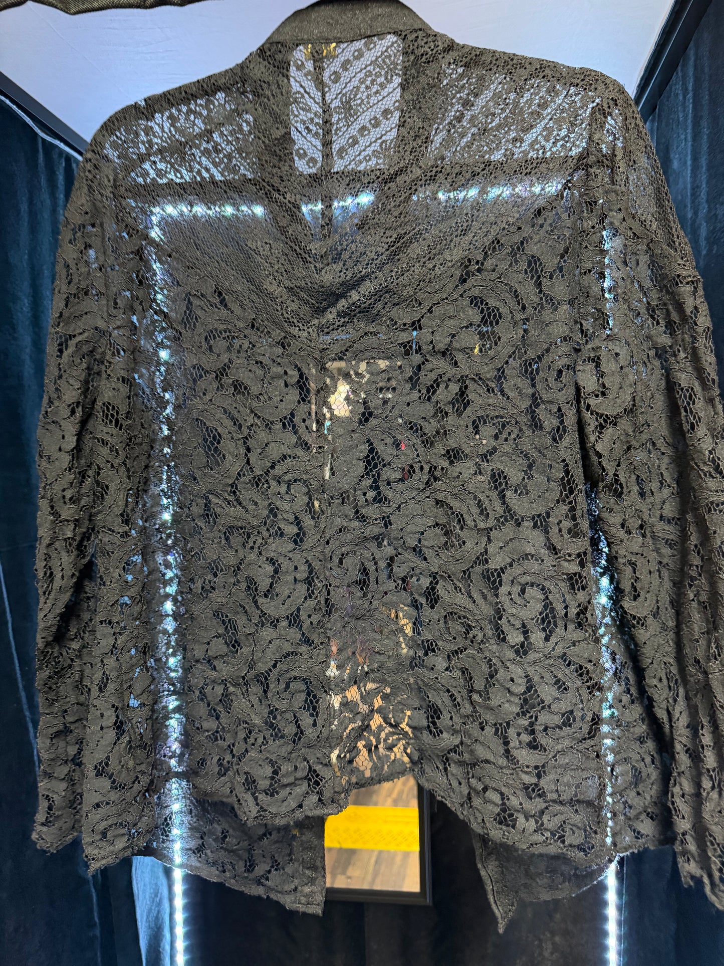 Lace Button Up- Long Sleeve- Size XL