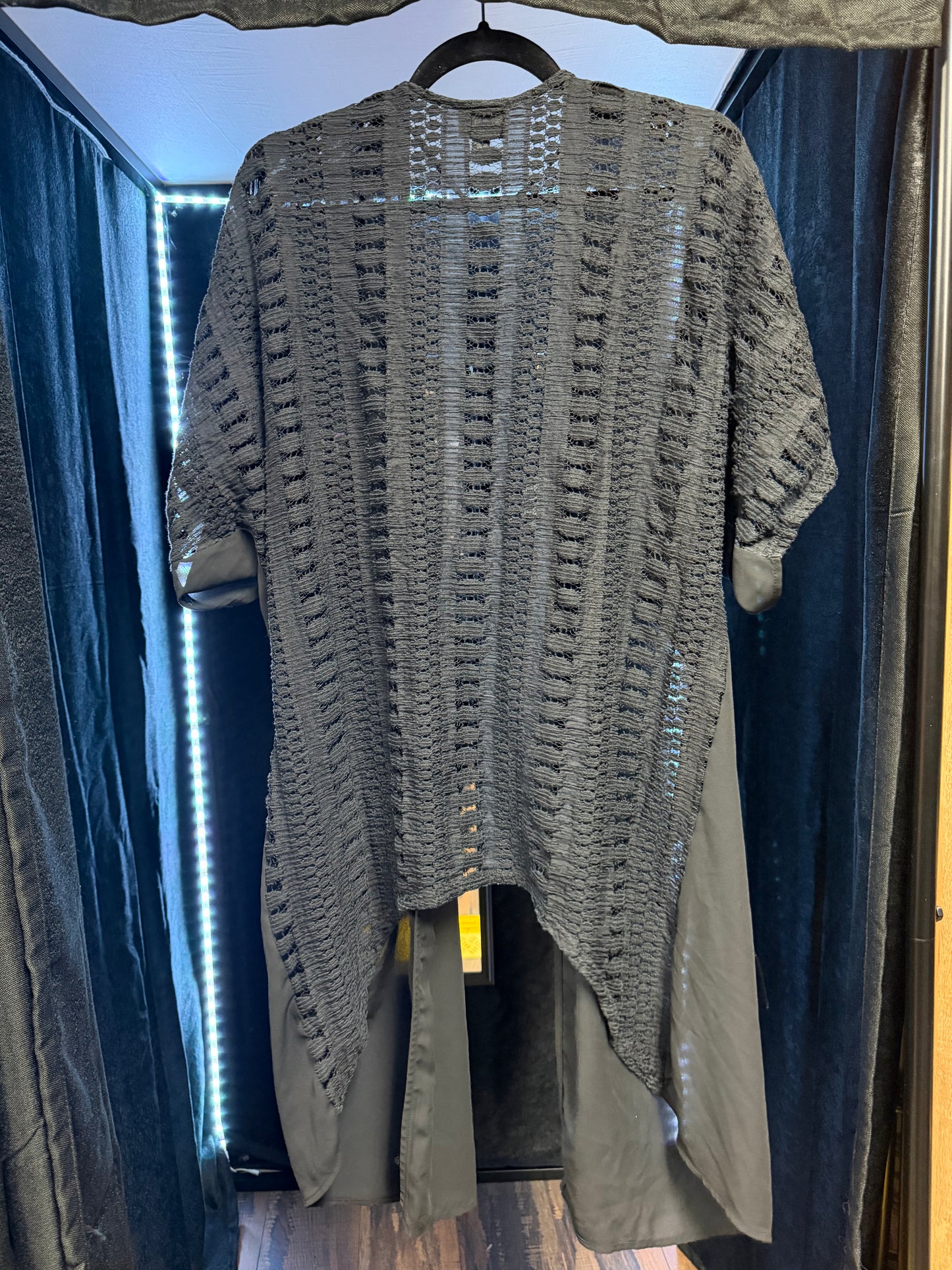 Black Lace High-Low Duster- Size Small (oversized)