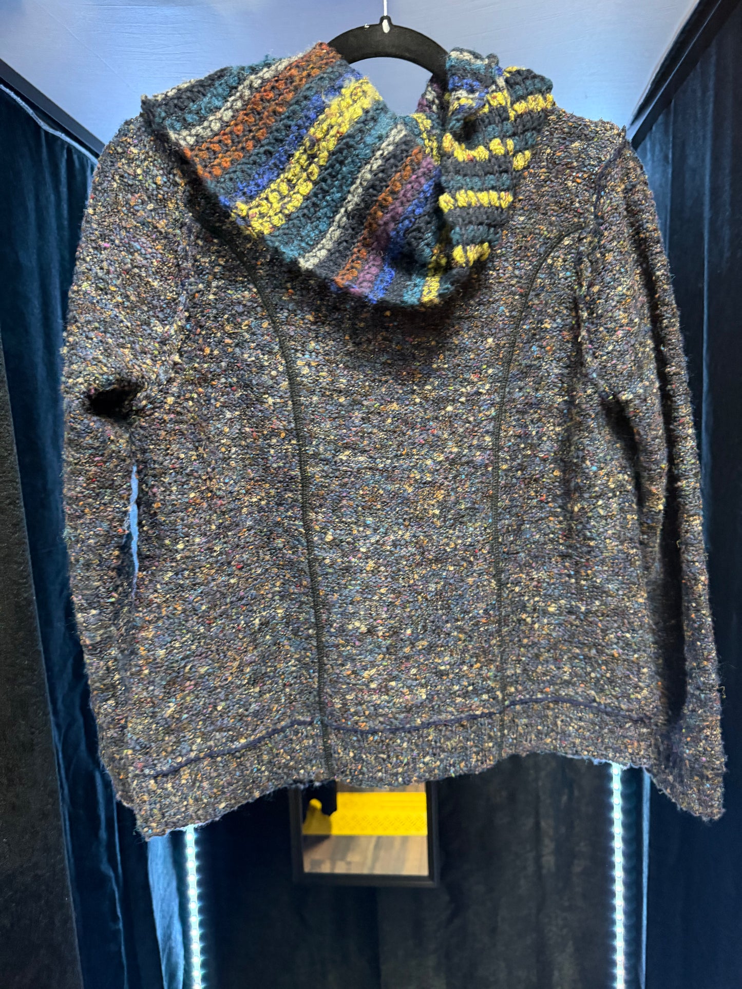 Unique Attached Scarf Zip-Up- Size Large?