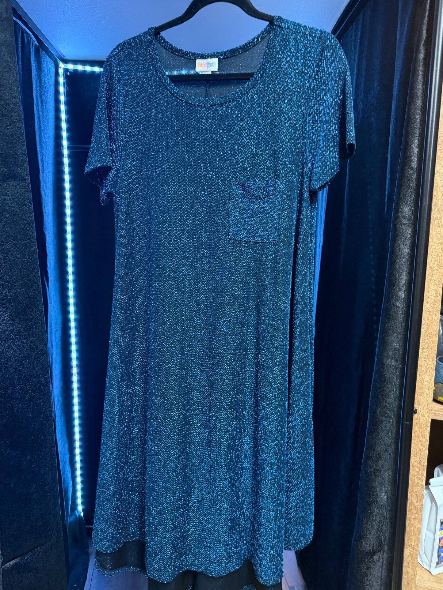 Lularoe Elegant Sparkle Blue Carly Dress- Size L