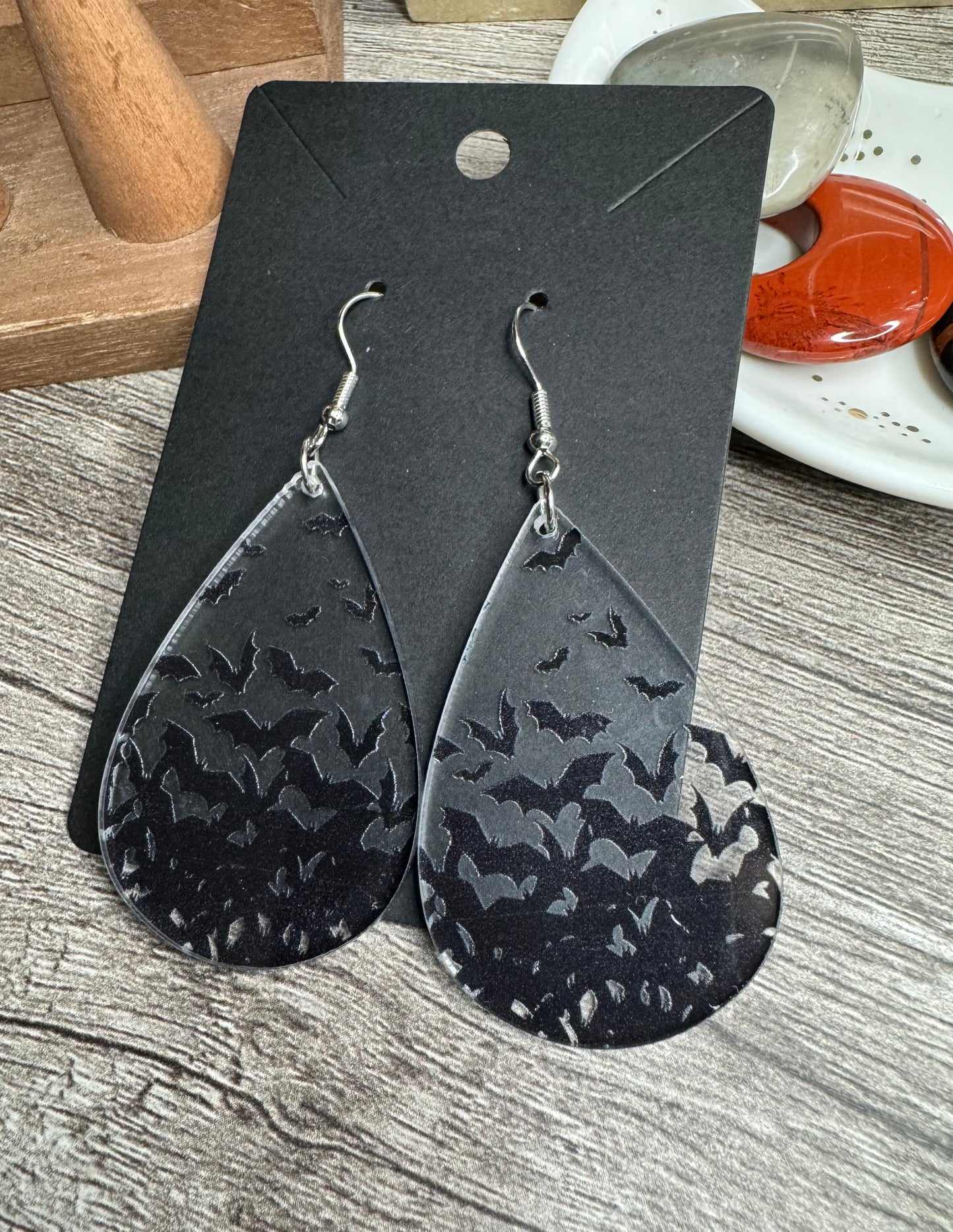 Acrylic Transparent Bat Earrings