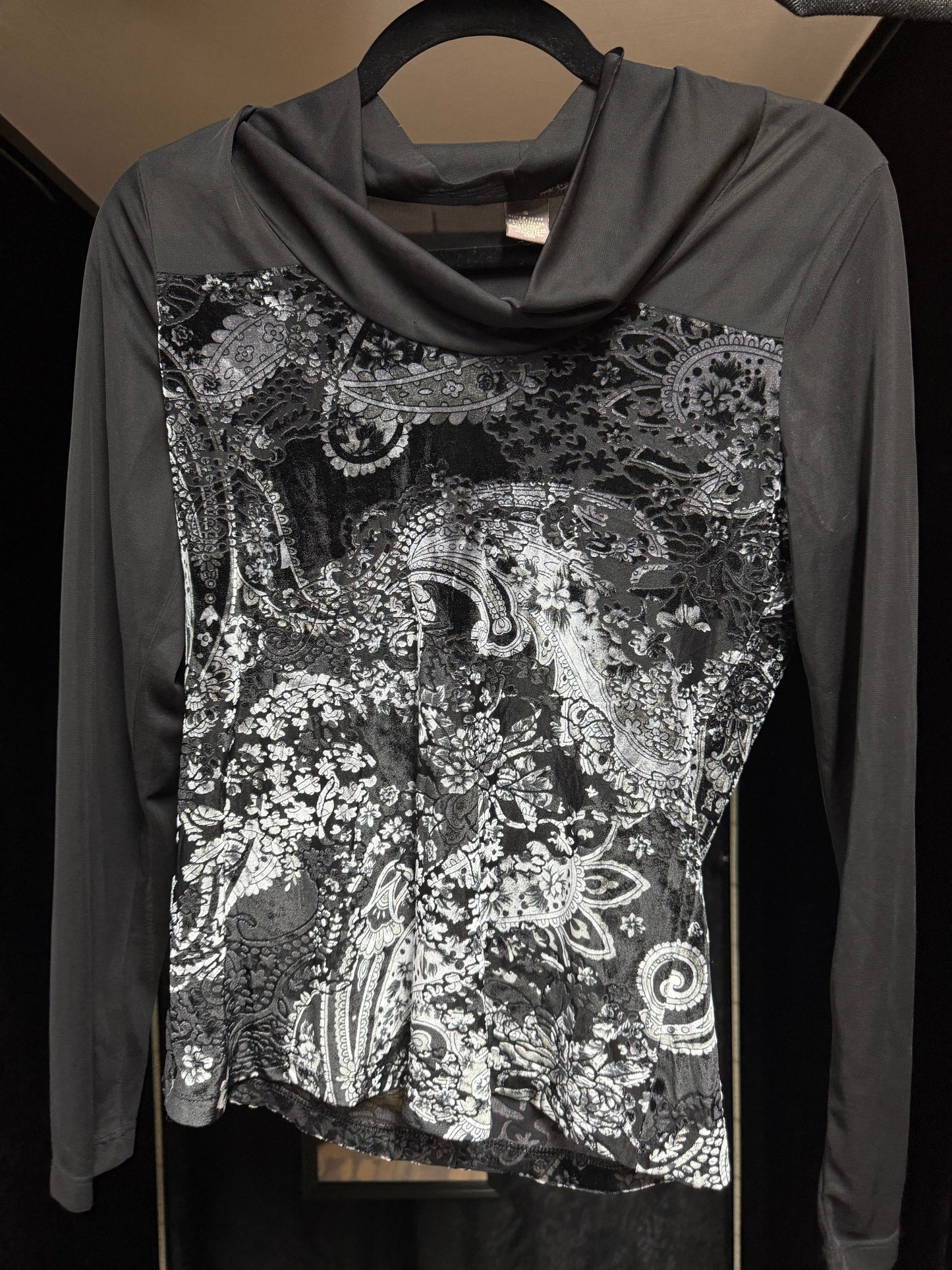 Suzie Couture Velvet Mesh Top- Size Small