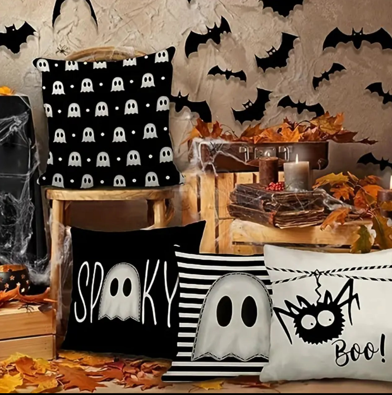 Spooky Throw Pillow Cases — 18 x 18