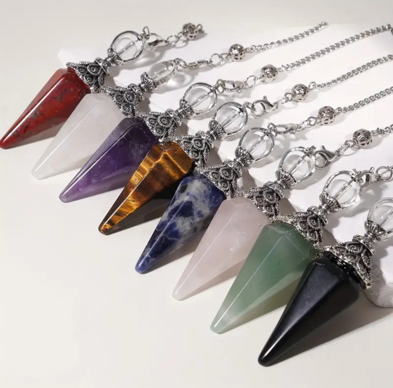 Natural Stone Hexagonal Crystal Pendulums