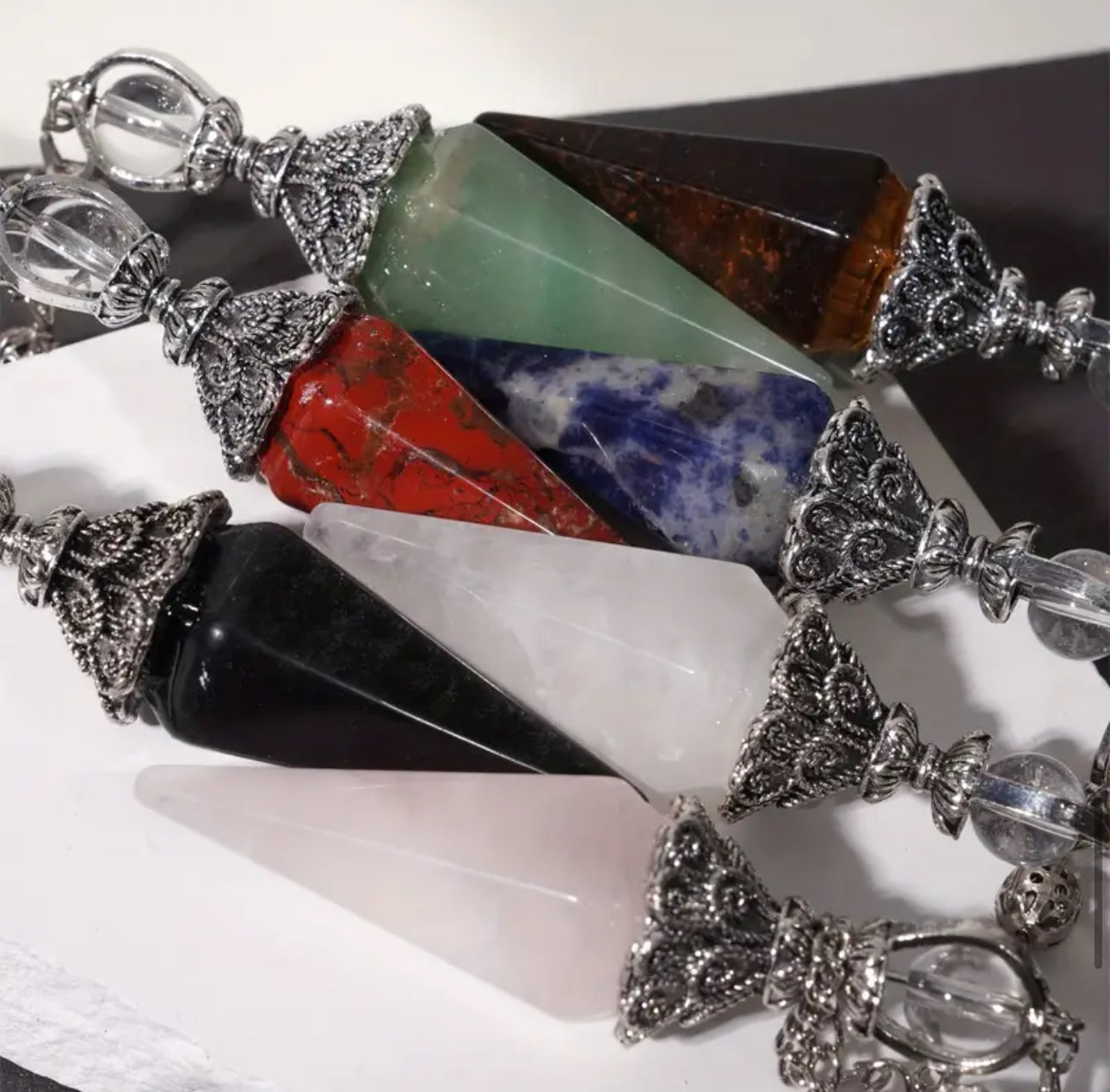Natural Stone Hexagonal Crystal Pendulums