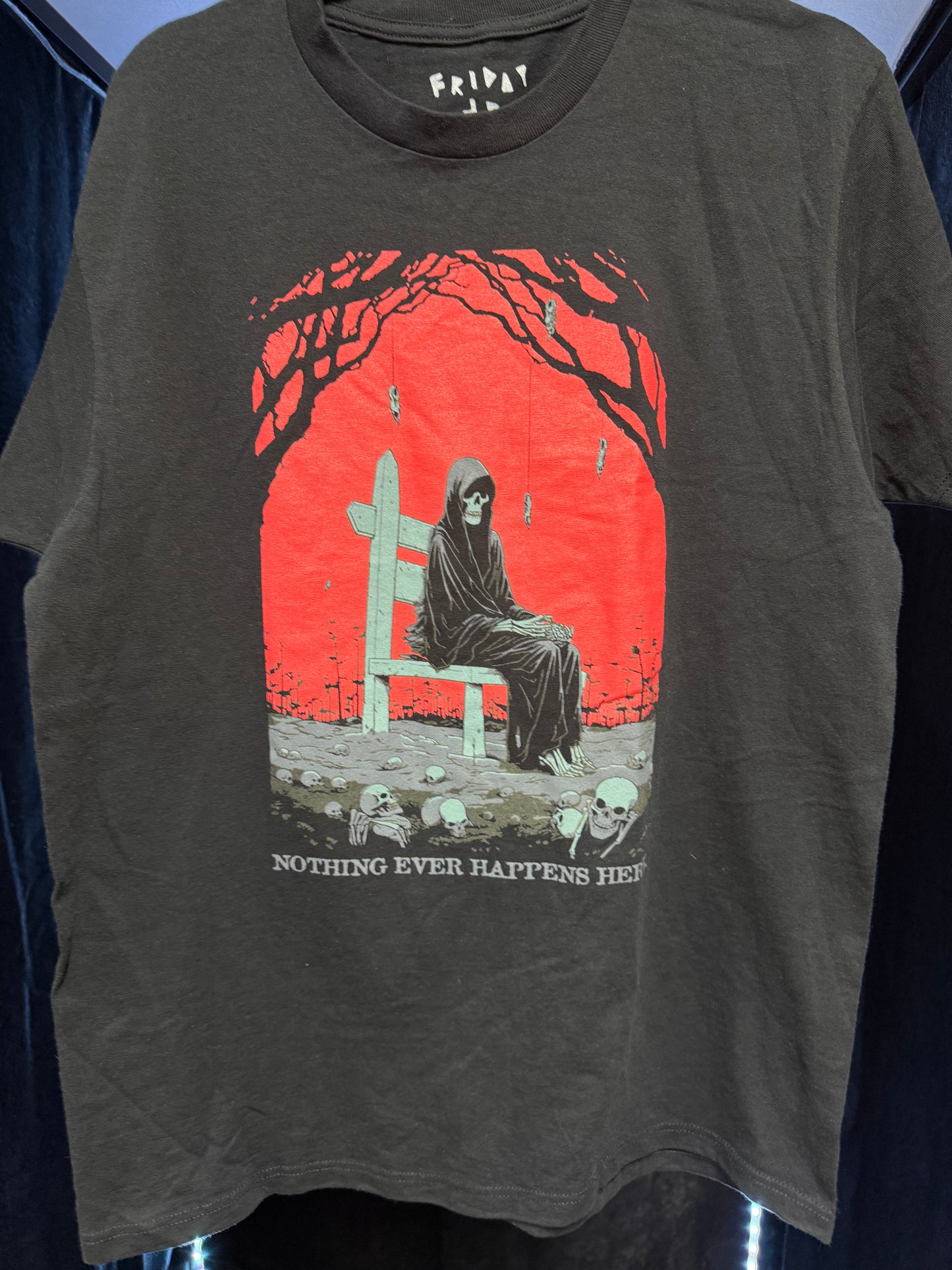 Friday Jr - Nothing Ever Happens Here Shirt- Size Large