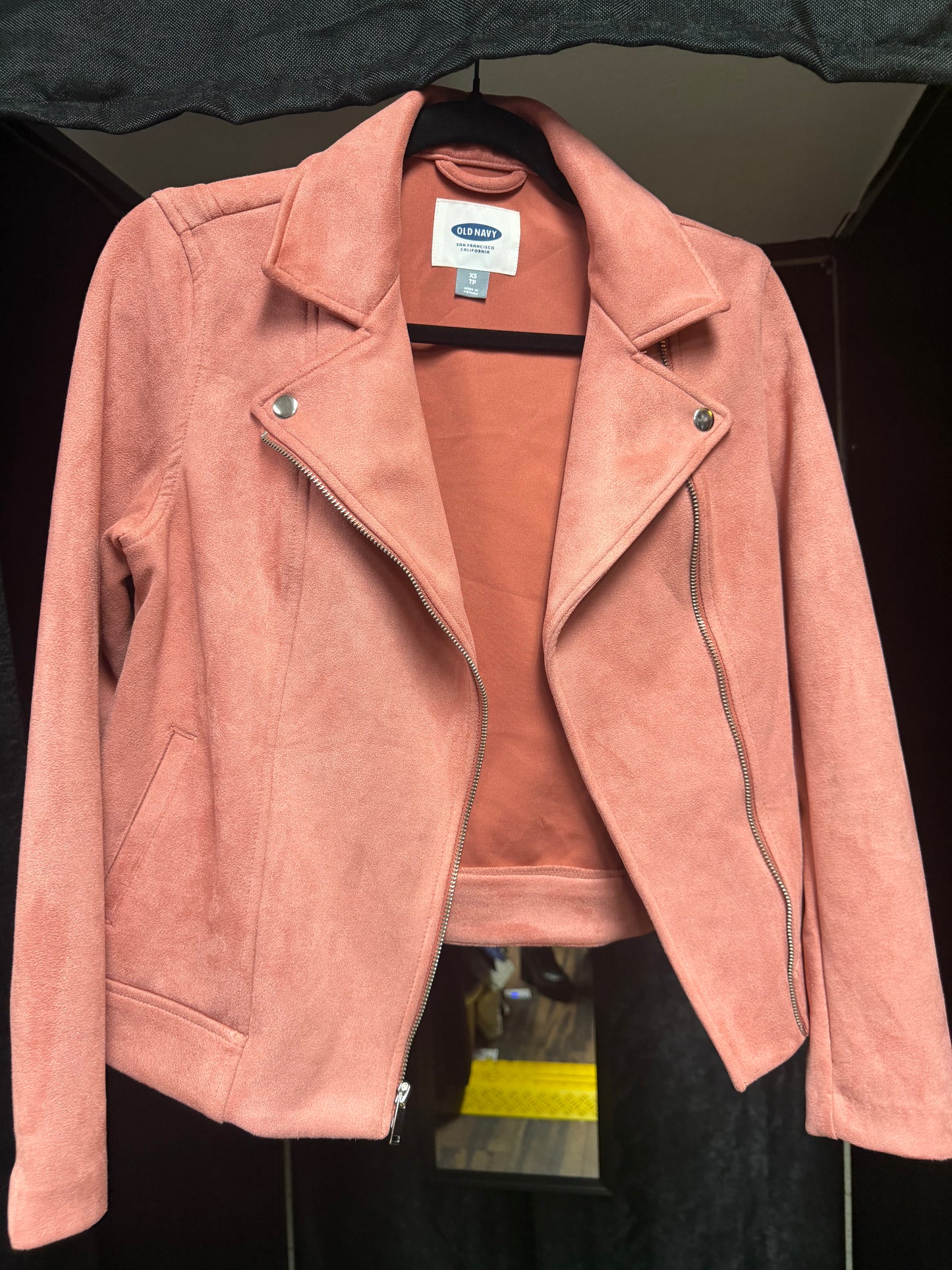 Salmon Old Navy Faux Suede Punk Zip-up- Size XS