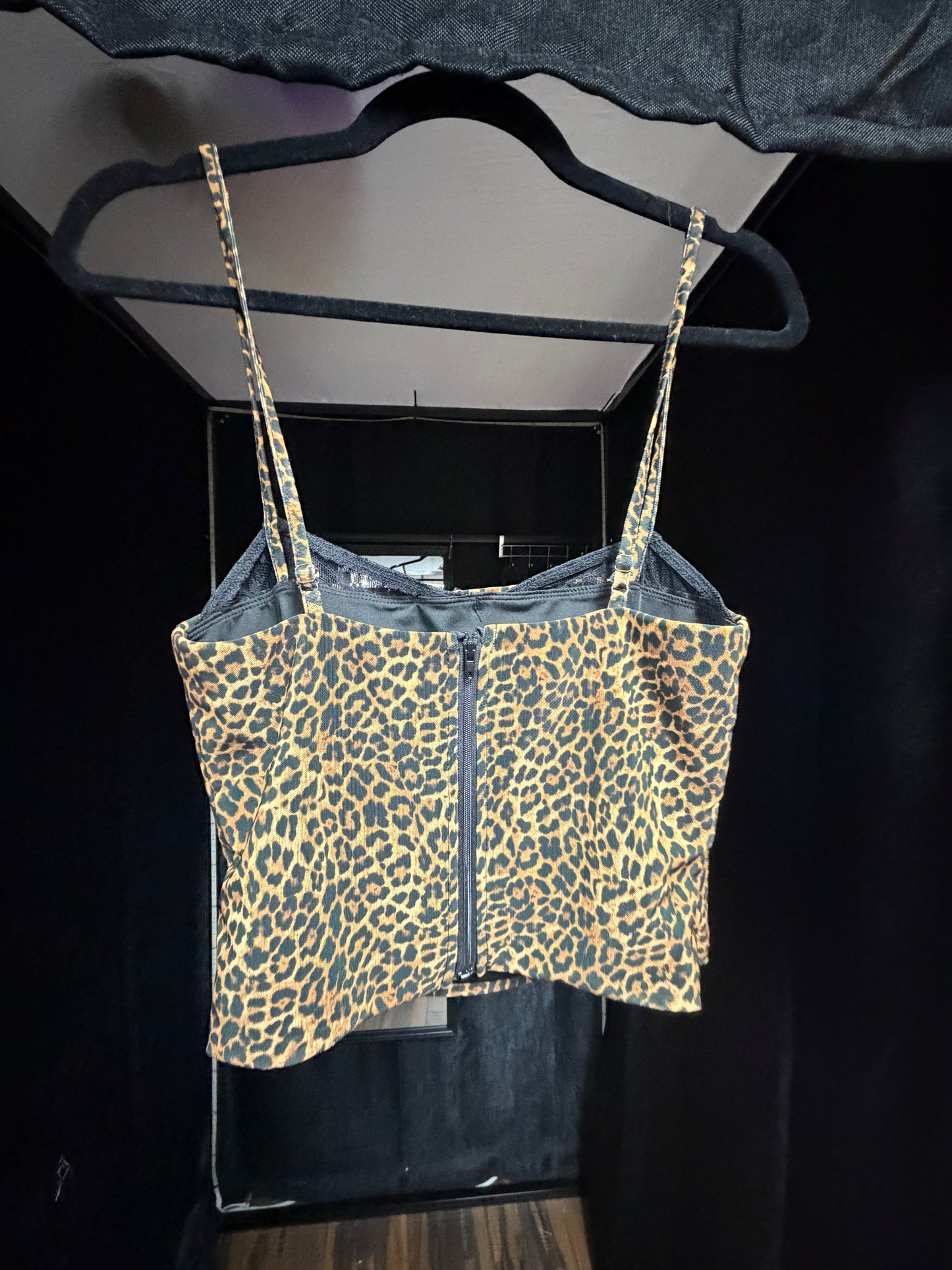 Edikted Leopard Zipup Bustier Crop Top- Size Med