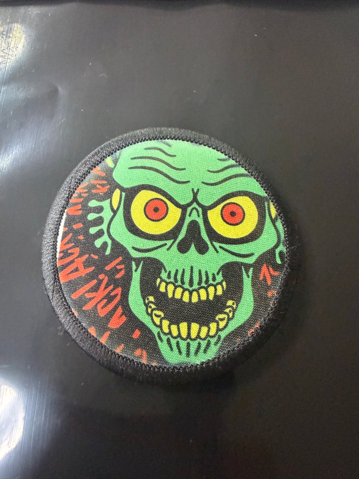 Green Skull Laughing Patch