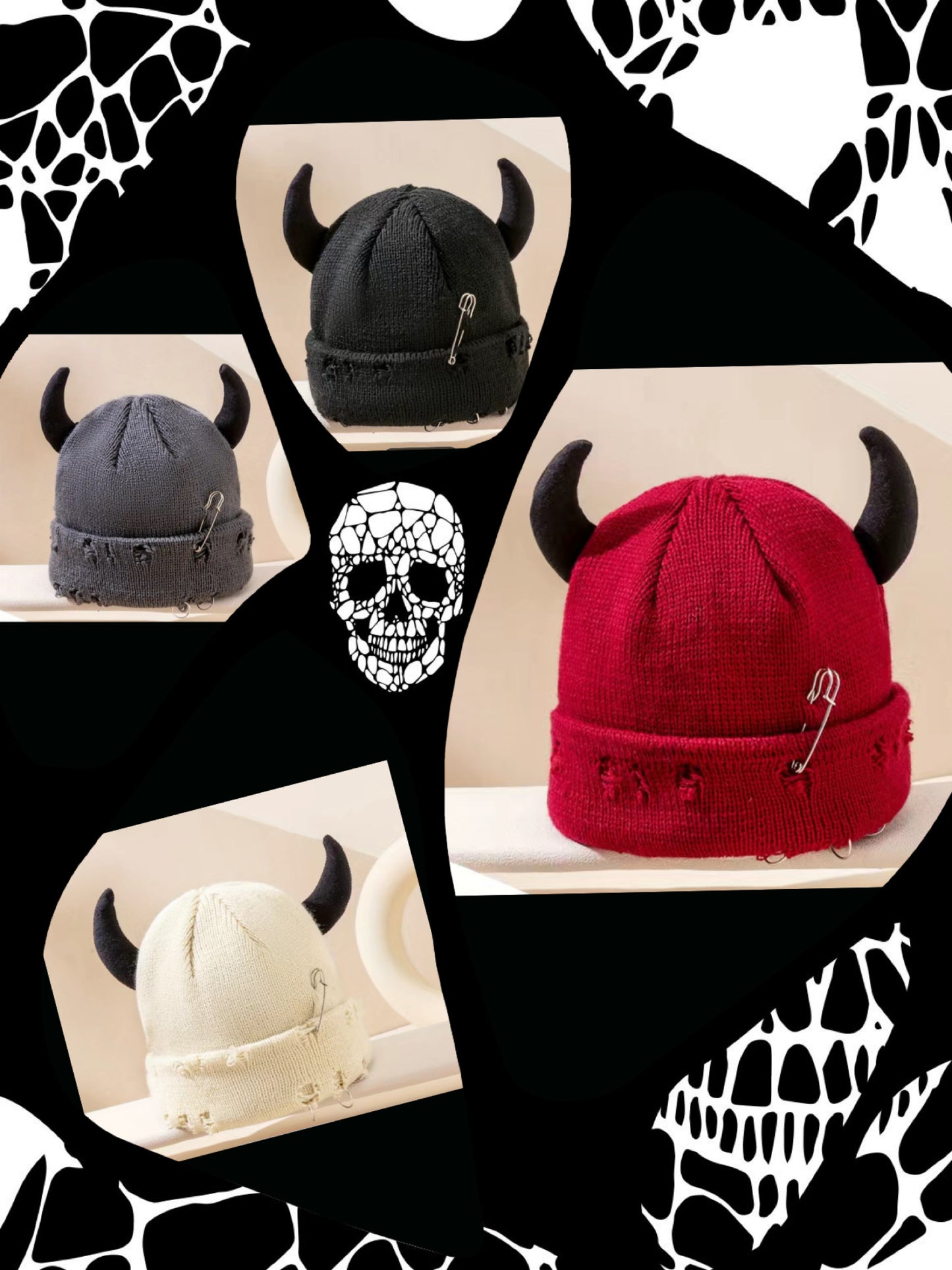 Distressed Horned Beanie