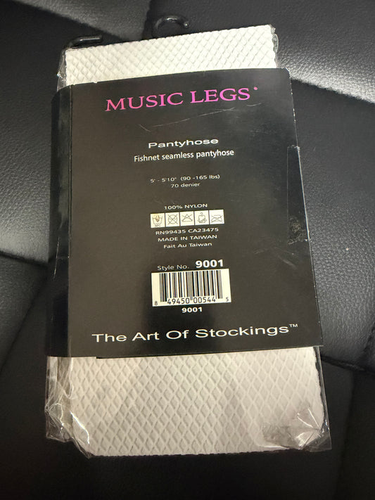 Music Legs - Fishnet Seamless Pantyhose- White