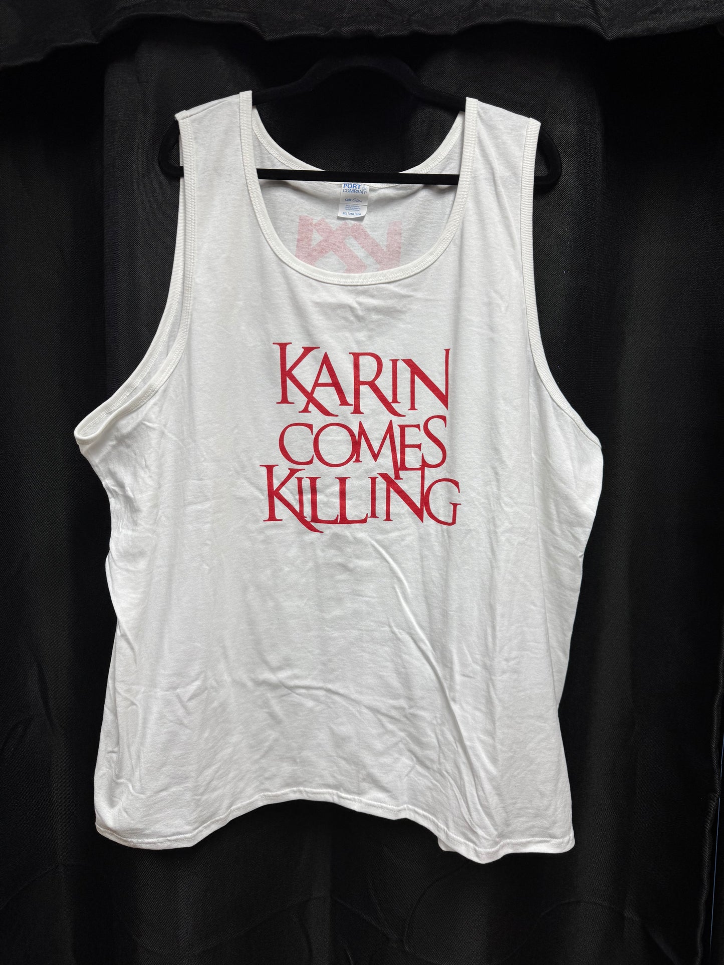 Karin Comes Killing Mens White/Red Tank Top