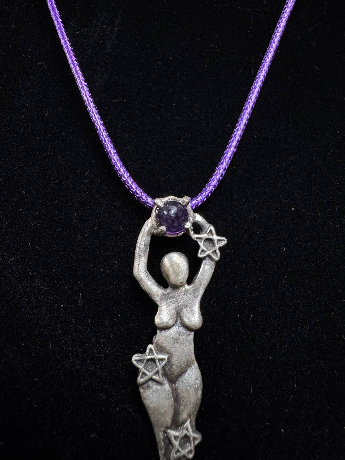 .925 Silver Fluorite Stone Goddess Necklace