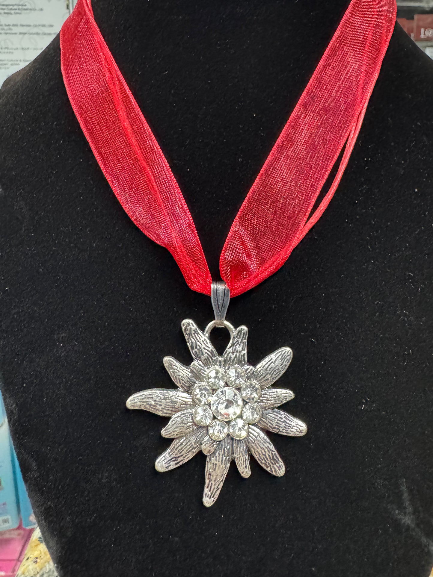 Bavarian Ribbon Flower Necklace