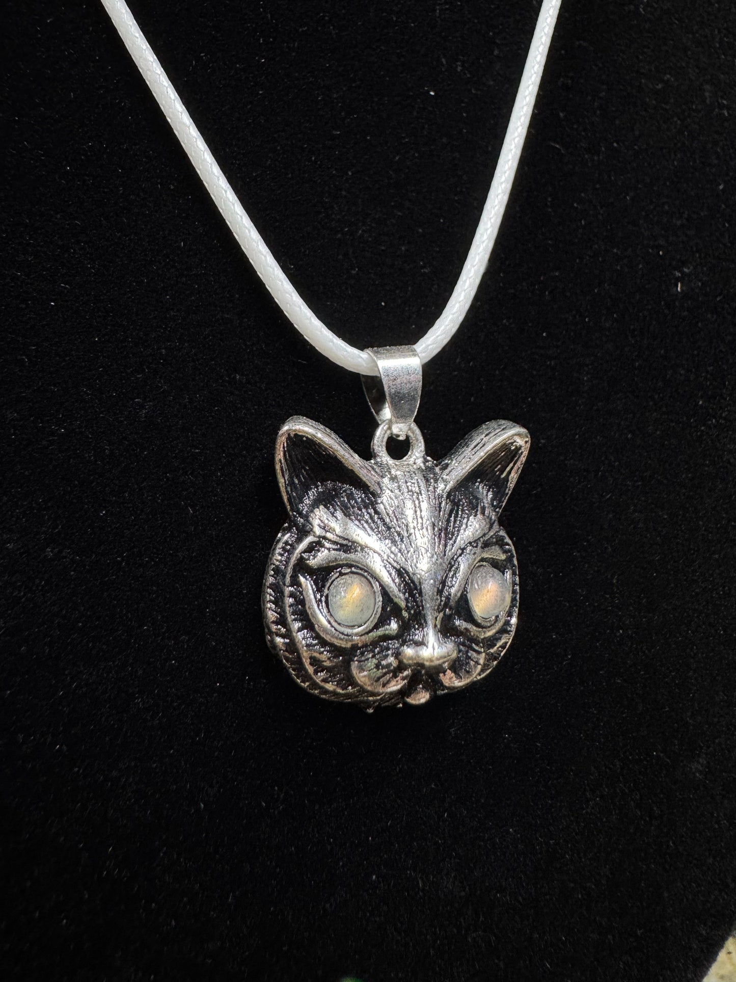 Cat with Moonstone Eyes Necklace