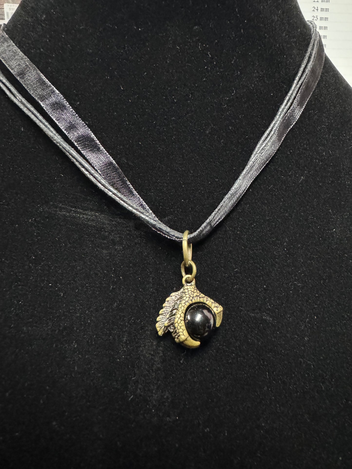 Black Claw Ribbon Choker Necklace