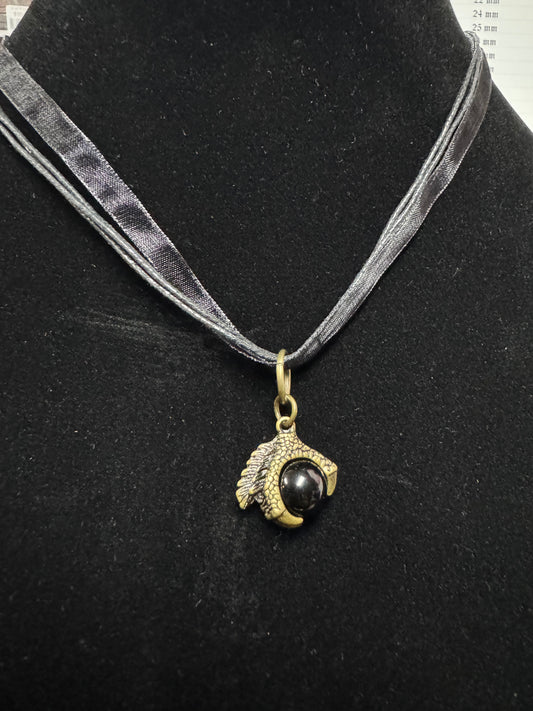 Black Claw Ribbon Choker Necklace